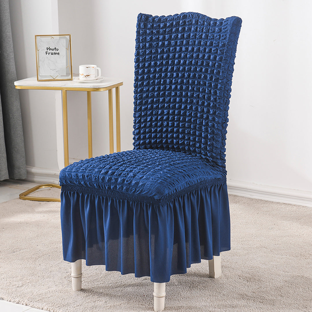 SOGA 2X Blue Chair Cover Seat Protector with Ruffle Skirt Stretch Slipcover Wedding Party Home Decor • LUZ-Chaircov22BX2
