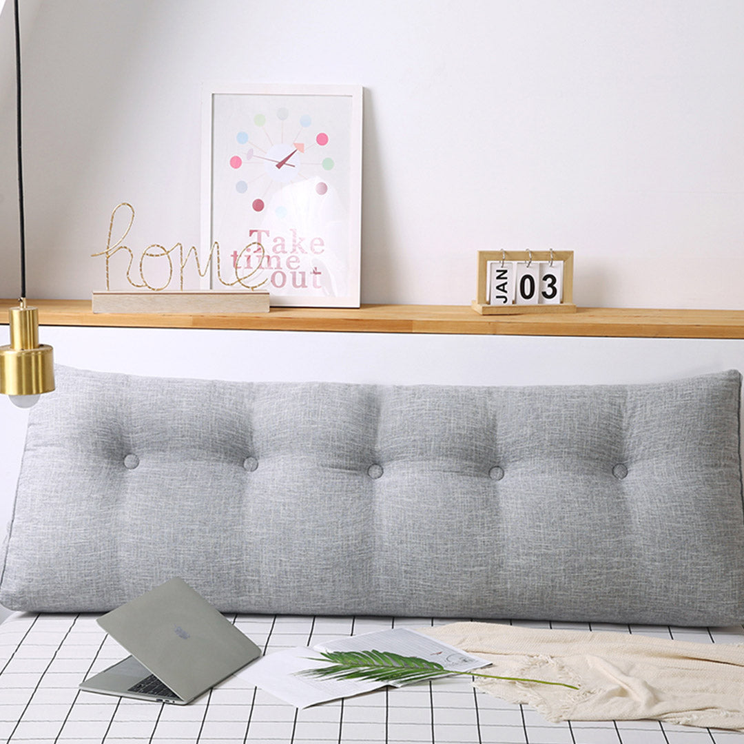 SOGA 4X 120cm Silver Triangular Wedge Bed Pillow Headboard Backrest Bedside Tatami Cushion Home Decor • LUZ-PillowFab120SilverX4
