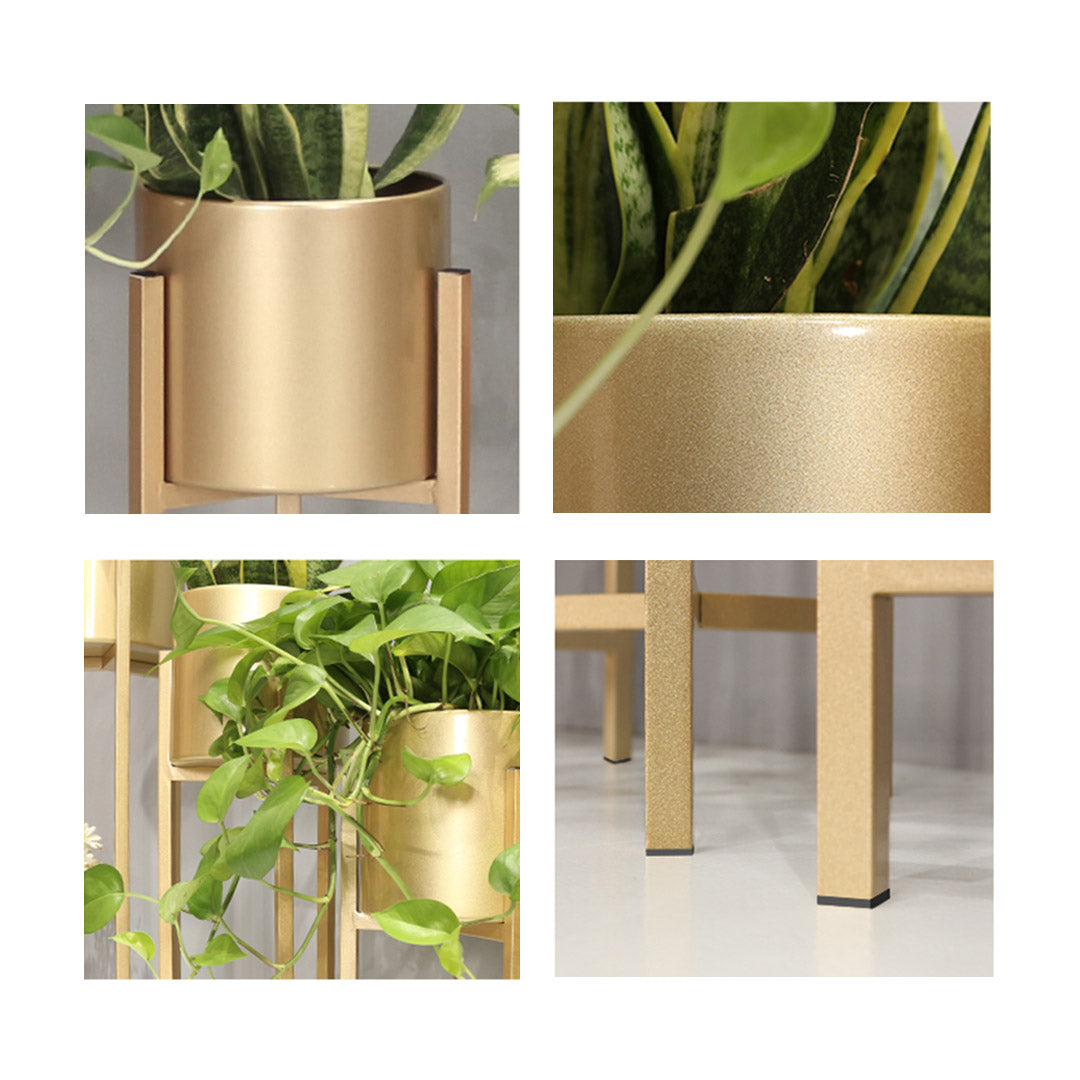 SOGA 45CM Gold Metal Plant Stand with Flower Pot Holder Corner Shelving Rack Indoor Display • LUZ-FPotH47GLD