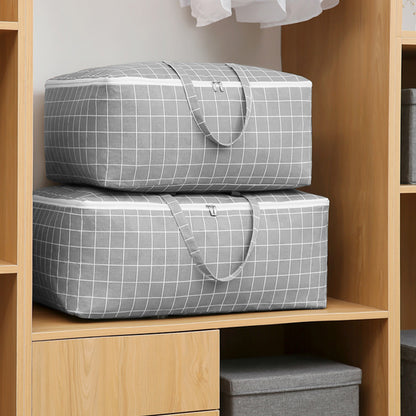 SOGA Grey Plaid Large Storage Luggage Bag Double Zipper Foldable Travel Organiser Essentials • LUZ-SBox202
