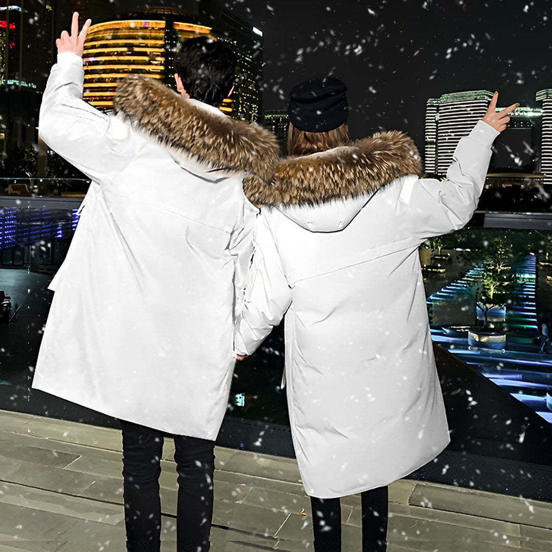 abbee White 2XL Winter Fur Hooded Thick Overcoat Jacket Stylish Lightweight Quilted Warm Puffer Coat • LUZ-DJ-998G