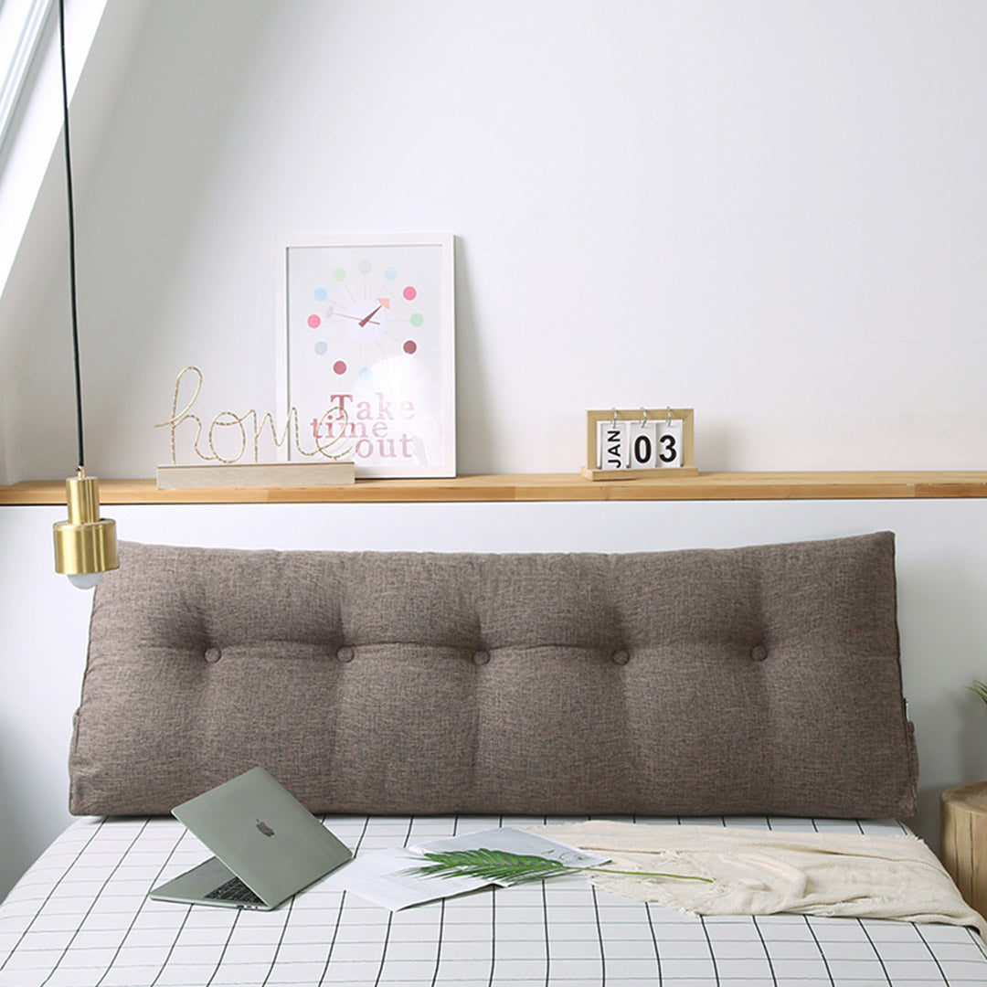 SOGA 180cm Coffee Triangular Wedge Bed Pillow Headboard Backrest Bedside Tatami Cushion Home Decor • LUZ-PillowFab180Coffee