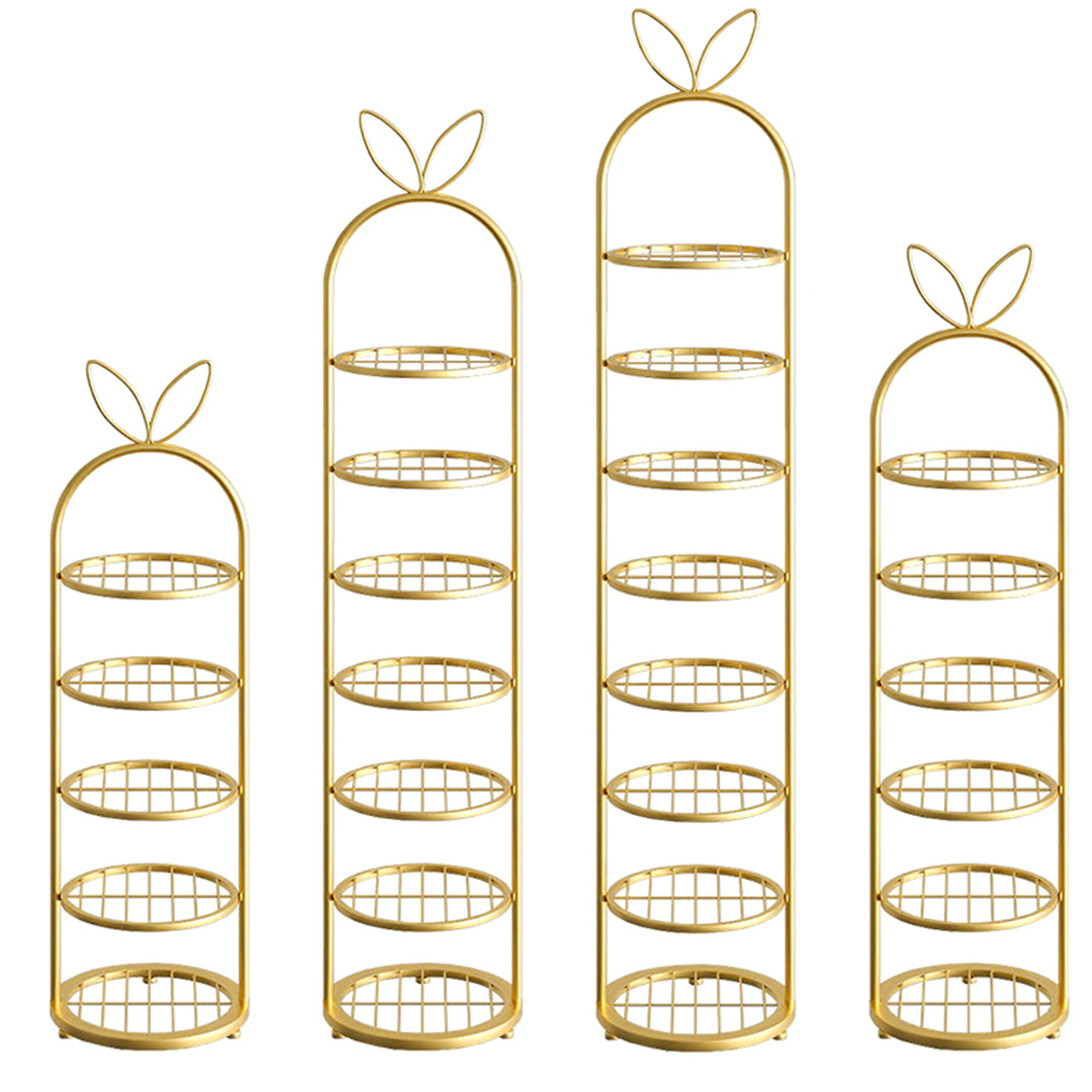 SOGA 2X 6 Tier Bunny Ears Shape Gold Plated Metal Shoe Organizer Space Saving Portable Footwear Storage Shelf • LUZ-FPotXJ09X2