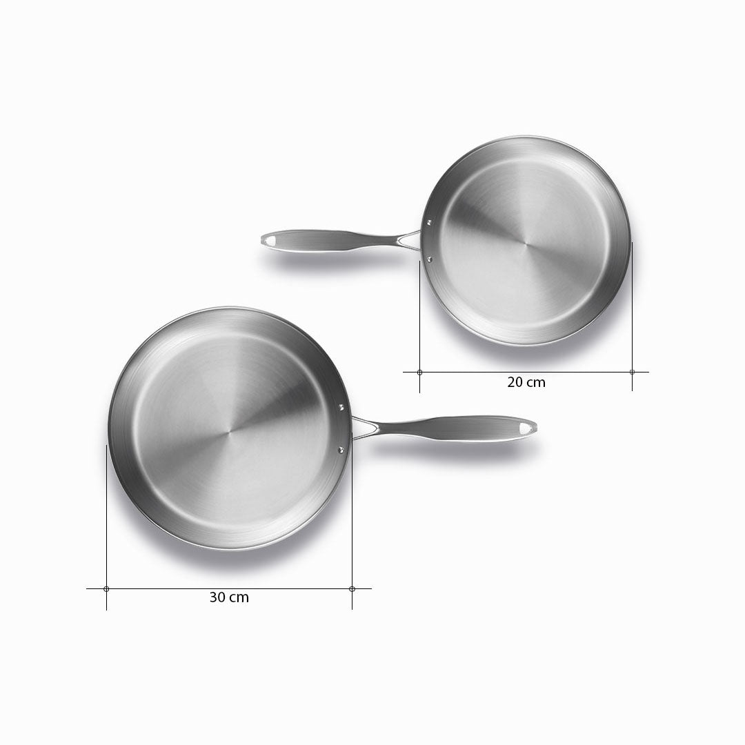 SOGA Stainless Steel Fry Pan 20cm 30cm Frying Pan Top Grade Induction Cooking • LUZ-FryPanSS2860-2865