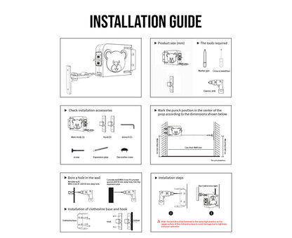 SOGA 2X 160mm Wall-Mounted Clothes Line Dry Rack Retractable Space-Saving Foldable Hanger White • LUZ-BSLY07X2