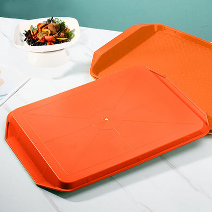 SOGA Rectangular Serving Tray Heavy Duty Waterproof Stackable Plastic Food Snack Pan Set of 5 Orange • LUZ-PVPlateOrangeX5