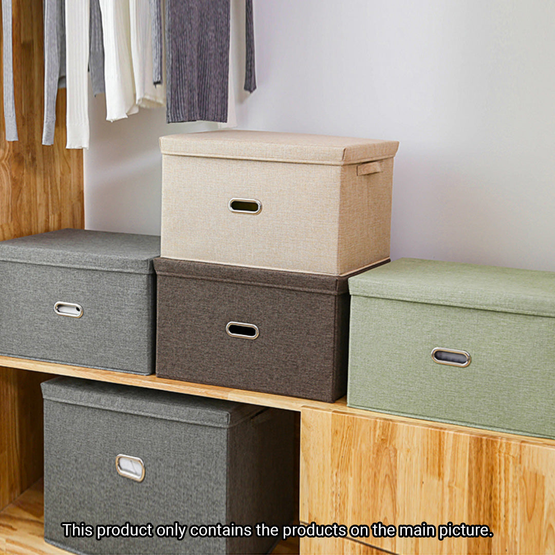 SOGA Beige Large Foldable Canvas Storage Box Cube Clothes Basket Organiser Home Decorative Box • LUZ-SBox007