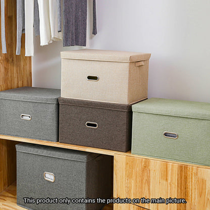 SOGA Beige Large Foldable Canvas Storage Box Cube Clothes Basket Organiser Home Decorative Box • LUZ-SBox007