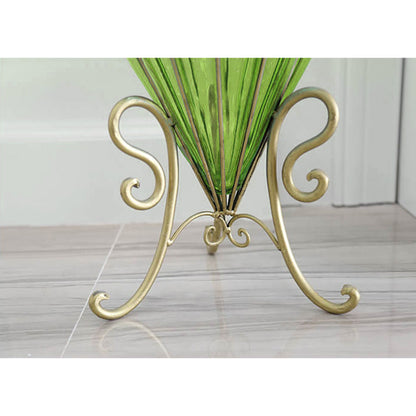 SOGA 67cm Green Glass Tall Floor Vase and 12pcs Dark Pink Artificial Fake Flower Set • LUZ-Vase0053GreenwRedF12