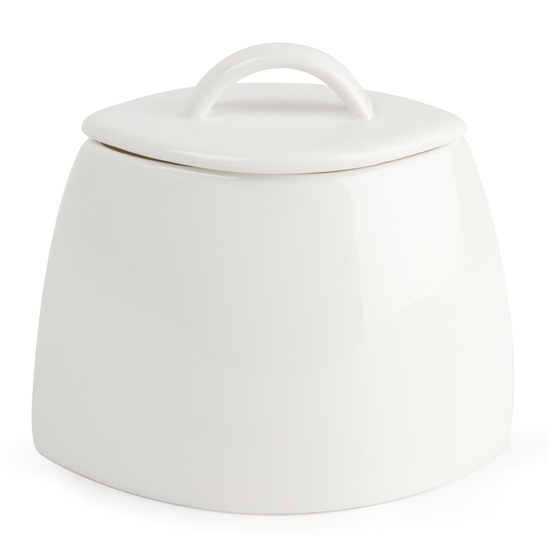 Olympia Lumina Oval Sugar Bowl with lid - 200ml 6.76fl oz (6 Pack) (Capacity: 200ml. Pack quantity: 6) • PAS-CD654