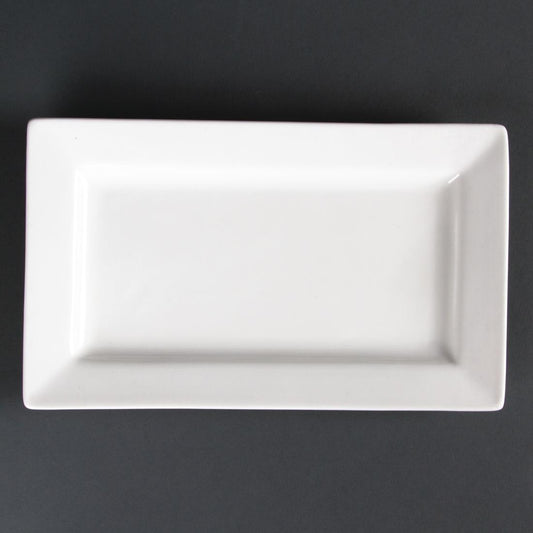 Olympia Lumina Wide Rim Rectangular Plates White 257x 155mm (4 Pack) (Pack of 4) • PAS-CD630