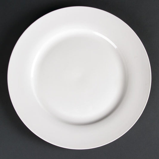 Olympia Lumina Wide Rimmed Round Plate - 270mm 10 1/2'' (4 Pack) (270(Ø)mm | White | Pack quantity: 4.) • PAS-CD625
