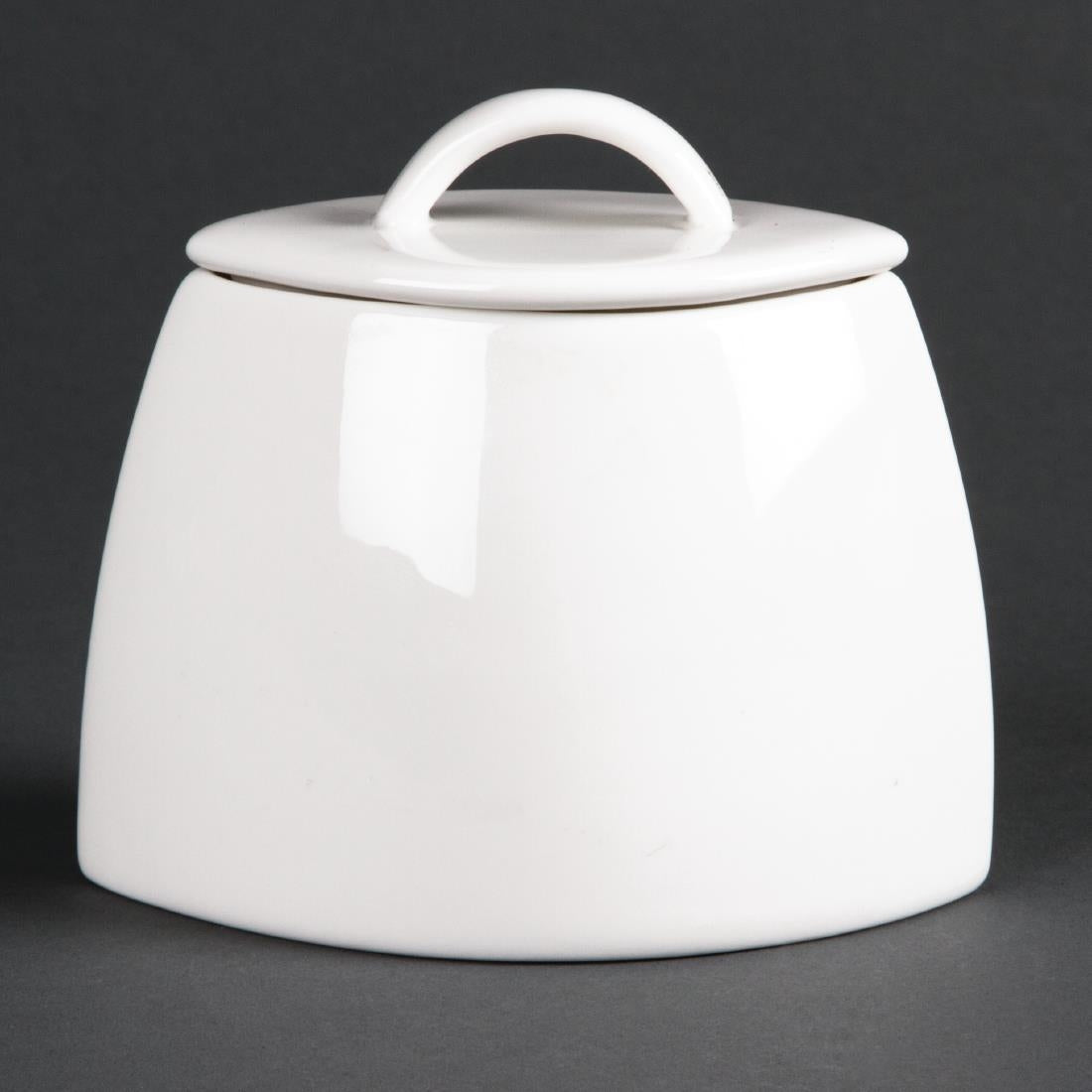 Olympia Lumina Oval Sugar Bowls with Lids 75mm (6 Pack) (Pack of 6) • PAS-CD654