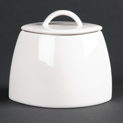 Olympia Lumina Oval Sugar Bowls with Lids 75mm (6 Pack) (Pack of 6) • PAS-CD654