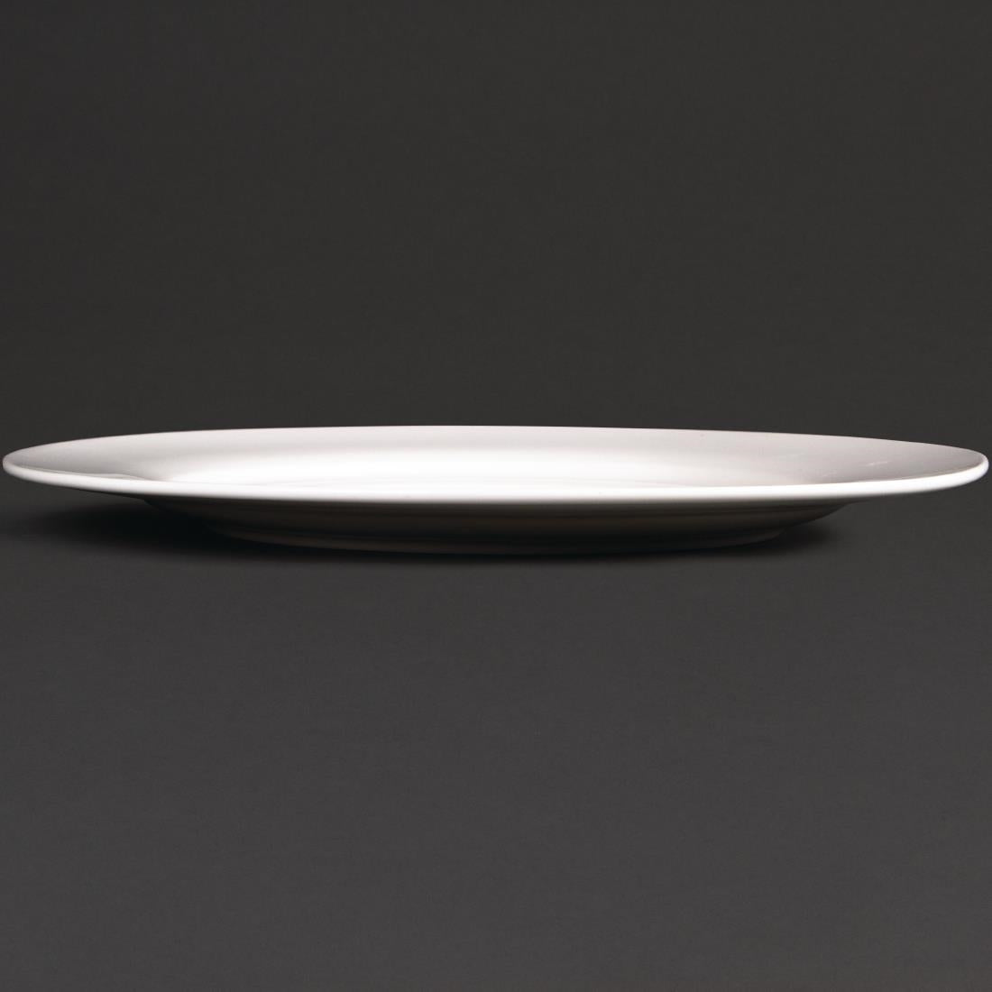 Olympia Lumina Wide Rimmed Round Plate - 270mm 10 1/2'' (4 Pack) (270(Ø)mm | White | Pack quantity: 4.) • PAS-CD625