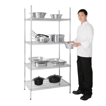 Vogue 4 Tier Wire Shelving Kit 915x610mm (Size: 915(W)x610(D)x1830(H)mm. Material: Galvanised Zinc. Flat packed) • PAS-U256