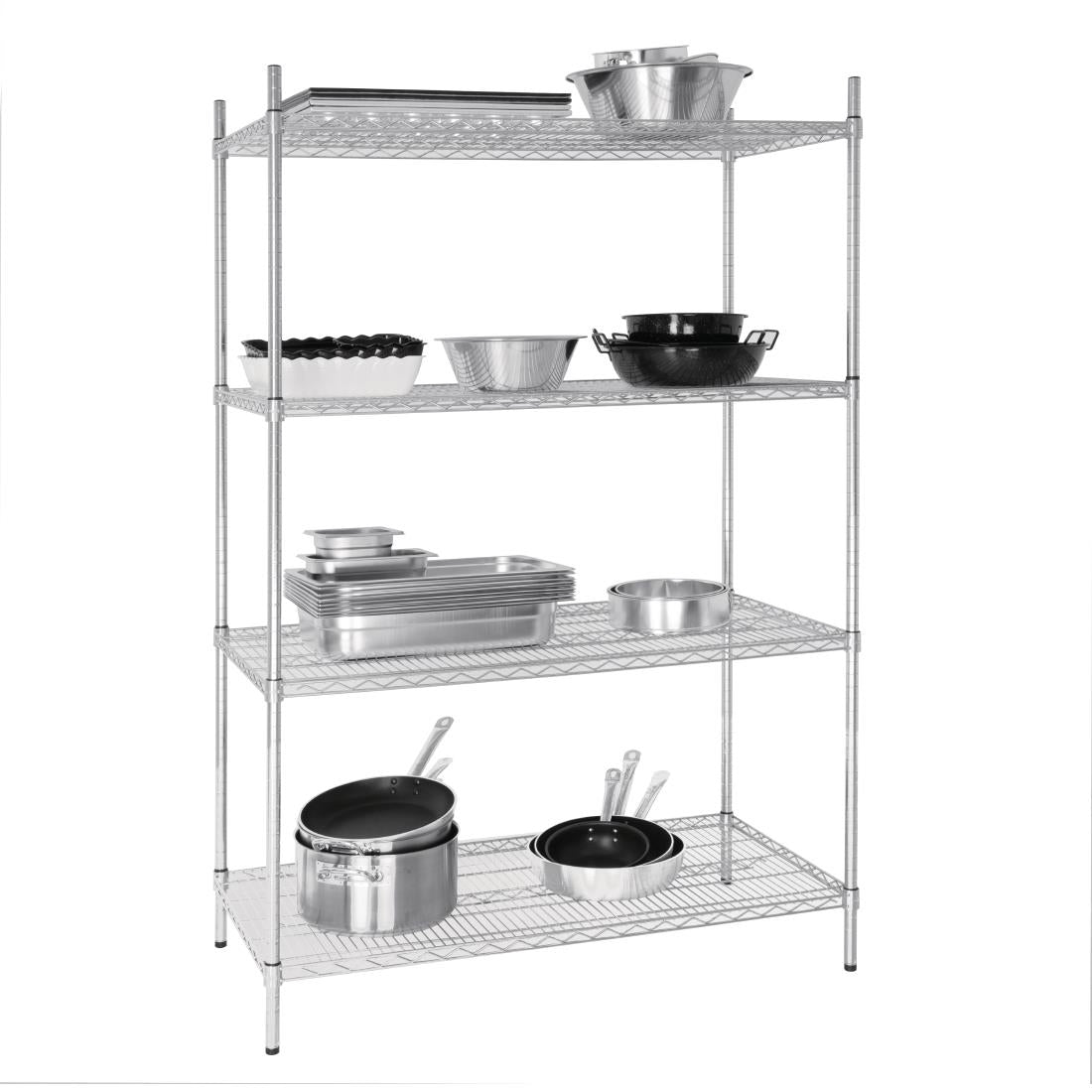 Vogue 4 Tier Wire Shelving Kit 1220x610mm (Size: 1220(W)x610(D)x1830(H)mm. Material: Galvanised Zinc. Flat packed) • PAS-U257