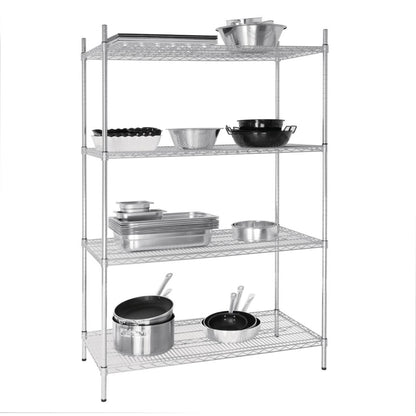 Vogue 4 Tier Wire Shelving Kit 1220x610mm (Size: 1220(W)x610(D)x1830(H)mm. Material: Galvanised Zinc. Flat packed) • PAS-U257