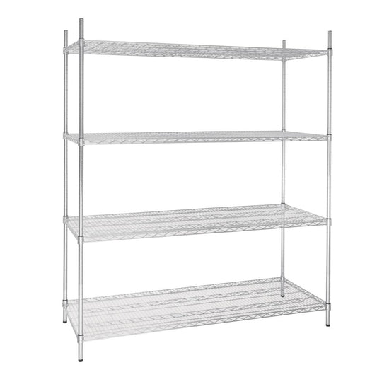 Vogue 4 Tier Wire Shelving Kit 1525x610mm (Size: 1525(W)x610(D)x1830(H)mm. Material: Galvanised Zinc. Flat packed) • PAS-U258