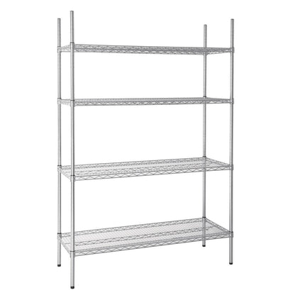 Vogue 4 Tier Wire Shelving Kit 1220x457mm (Size: 1220(W) x457(D)x1830(H)mm. Material: Galvanised Zinc. Flat packed) • PAS-L928