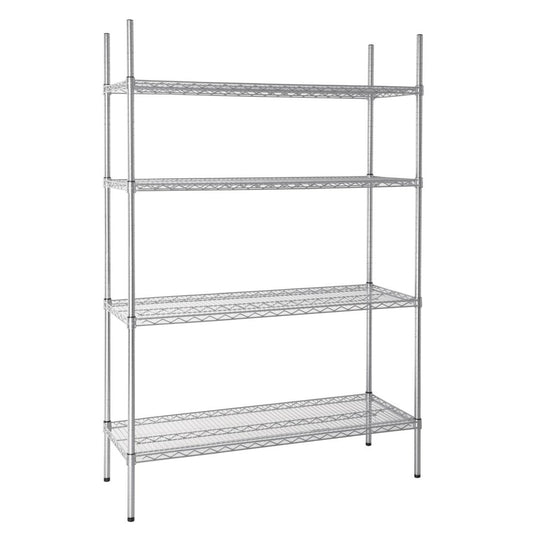 Vogue 4 Tier Wire Shelving Kit 1220x457mm (Size: 1220(W) x457(D)x1830(H)mm. Material: Galvanised Zinc. Flat packed) • PAS-L928