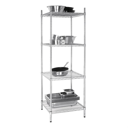 Vogue 4 Tier Wire Shelving Kit 610x610mm (Size: 610(W)x610(D)x1830(H)mm Material: Galvanised Zinc. Flat packed) • PAS-U884