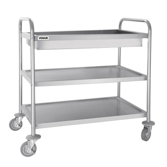 Vogue Stainless Steel 3 Tier Deep Tray Clearing Trolley • PAS-CC365