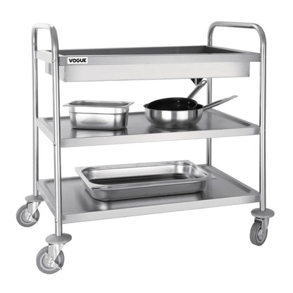 Vogue Stainless Steel 3 Tier Deep Tray Clearing Trolley • PAS-CC365