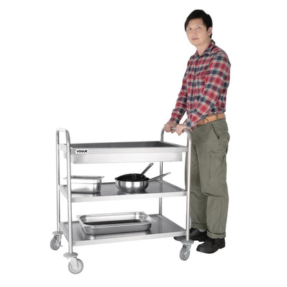 Vogue Stainless Steel 3 Tier Deep Tray Clearing Trolley • PAS-CC365