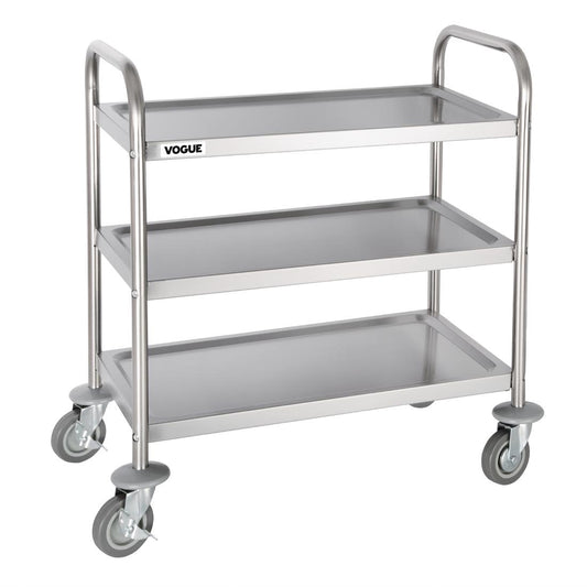 Vogue Stainless Steel 3 Tier Clearing Trolley Small • PAS-F993