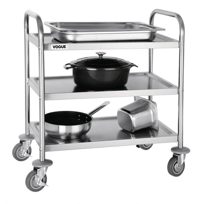 Vogue Stainless Steel 3 Tier Clearing Trolley Small • PAS-F993