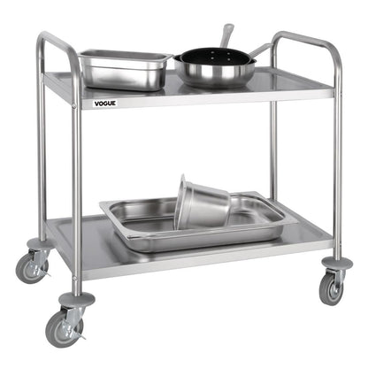 Vogue Stainless Steel 2 Tier Clearing Trolley Medium • PAS-F997