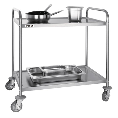 Vogue Stainless Steel 2 Tier Clearing Trolley Large • PAS-F998