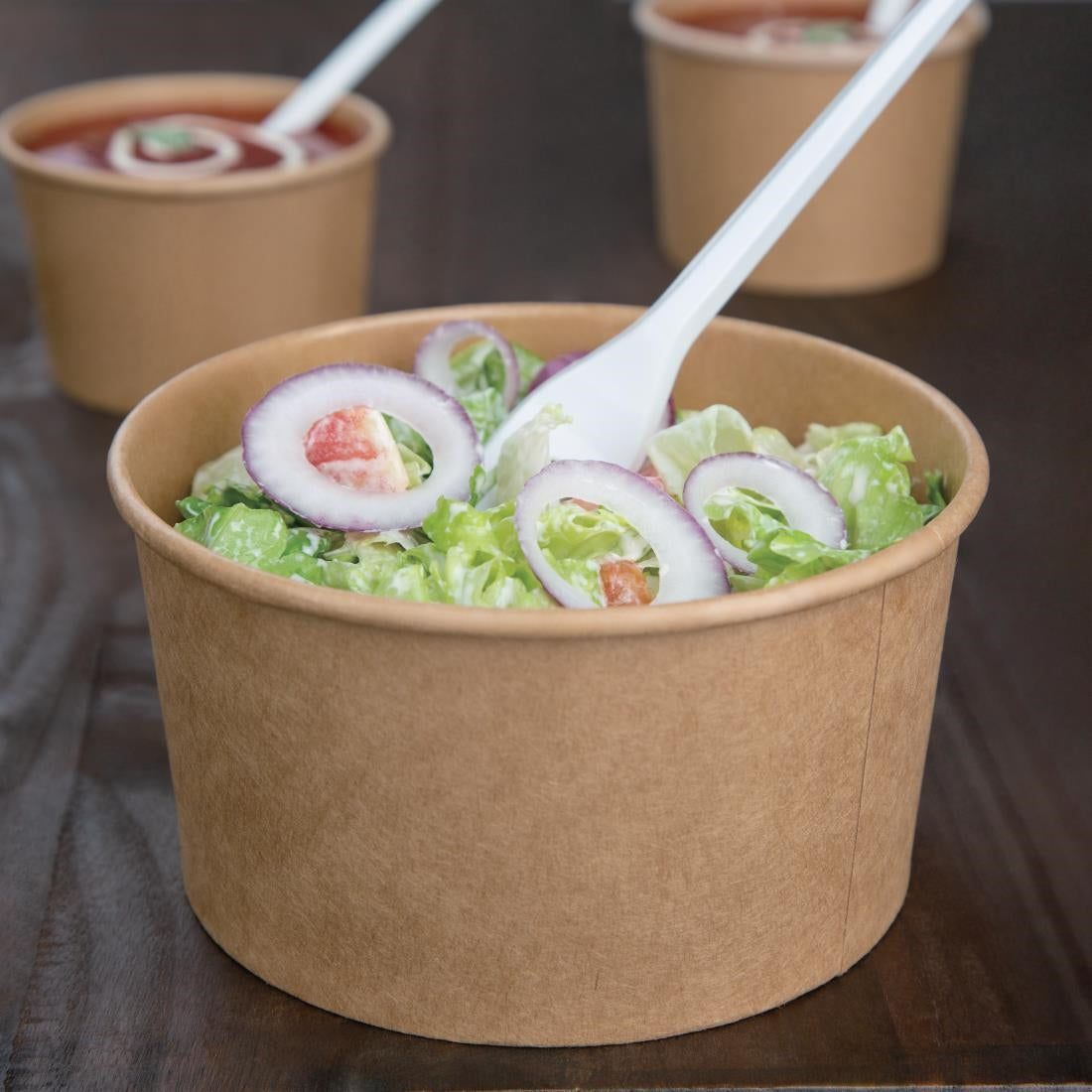 Fiesta Compostable Round Kraft Salad Bowls 1000ml (Pack of 300) • PAS-FB198