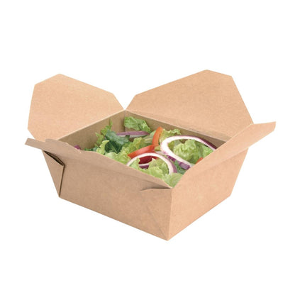 "Fiesta Compostable Paperboard Food Cartons 1200ml / 42oz (200 Pack)" (1200ml | 42oz. Pack Quantity: 200 | 65(H) x 152(W) x 121(D)mm) • PAS-FB674