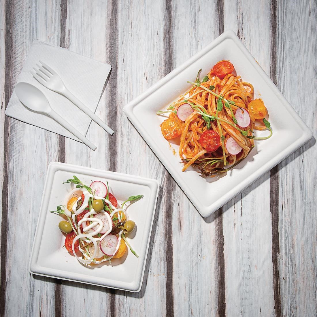 Fiesta Compostable Bagasse Square Plate 159mm (50 Pack) (Pack of 50) • PAS-FC518
