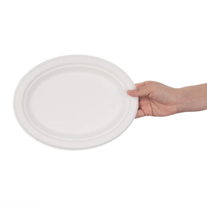 Fiesta Compostable Bagasse Oval Plates 198mm (Pack of 50) • PAS-FC534