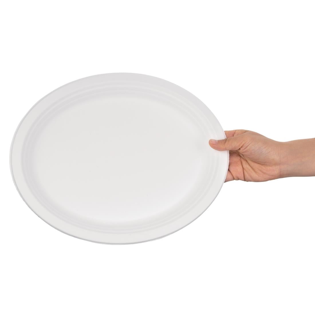 Fiesta Compostable Bagasse Oval Plate 316mm (50 Pack) (316(W)x252(D)mm | Pack of 50) • PAS-FC535
