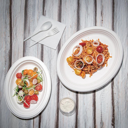 Fiesta Compostable Bagasse Oval Plate 316mm (50 Pack) (316(W)x252(D)mm | Pack of 50) • PAS-FC535