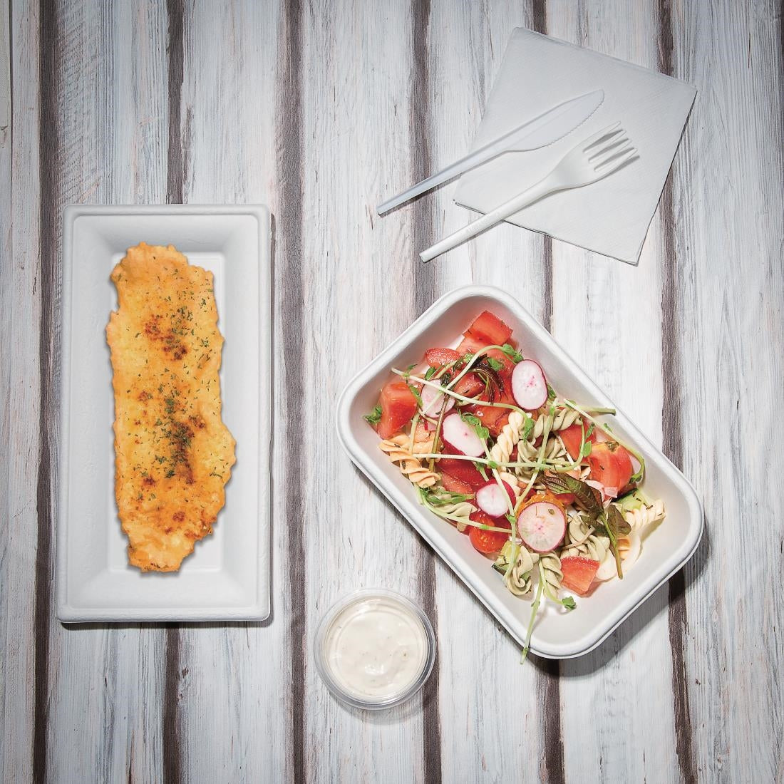 Fiesta Compostable Bagasse Rectangular Plate 258mm (50 Pack) (258(W)x130(D)mm | Pack Quantity: 50) • PAS-FC539