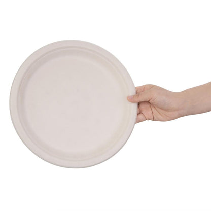 Fiesta Compostable Bagasse Round Plates Natural Colour 260mm (Pack of 50) • PAS-FC545