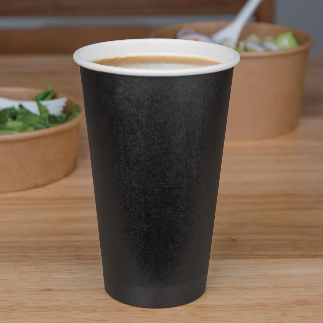 Fiesta Recyclable Takeaway Coffee Cups Single Wall Black 450ml (Pack of 1000) • PAS-GF044