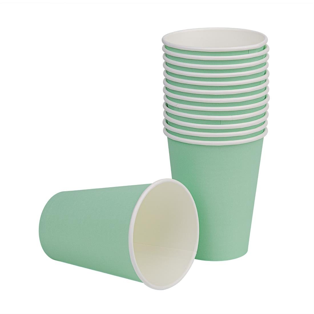 Fiesta Recyclable Takeaway Coffee Cups Single Wall Turquoise 340ml (Pack of 50) • PAS-GP401