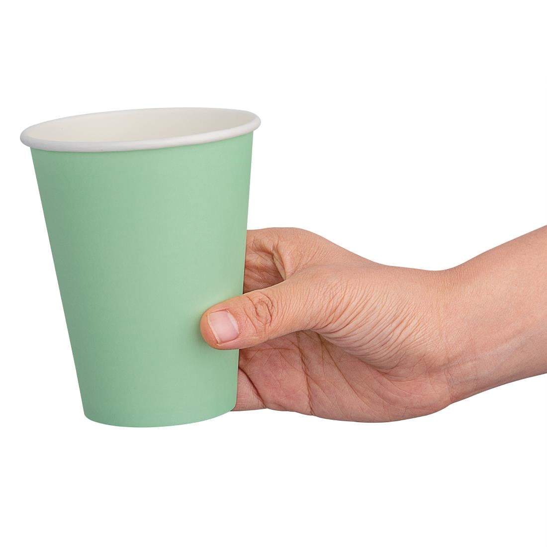 Fiesta Recyclable Takeaway Coffee Cups Single Wall Turquoise 340ml (Pack of 50) • PAS-GP401