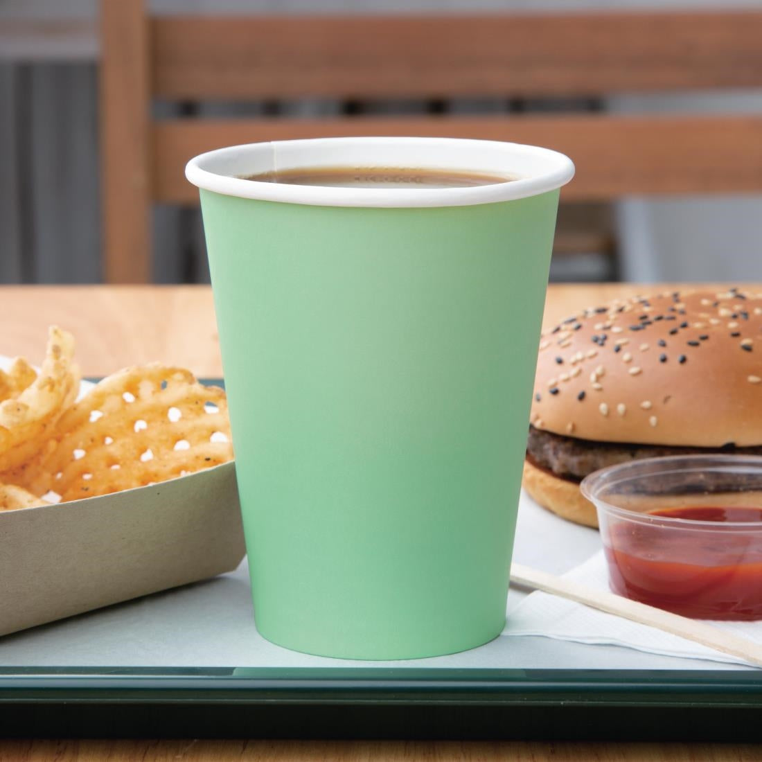 Fiesta Recyclable Hot Cup Single Wall Aqua 340ml (50 Pack) (340ml / 12oz | Pack Quantity: 50) • PAS-GP401