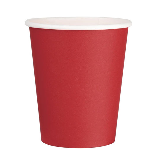 Fiesta Recyclable Takeaway Coffee Cups Single Wall Red 225ml (Pack of 50) • PAS-GP406