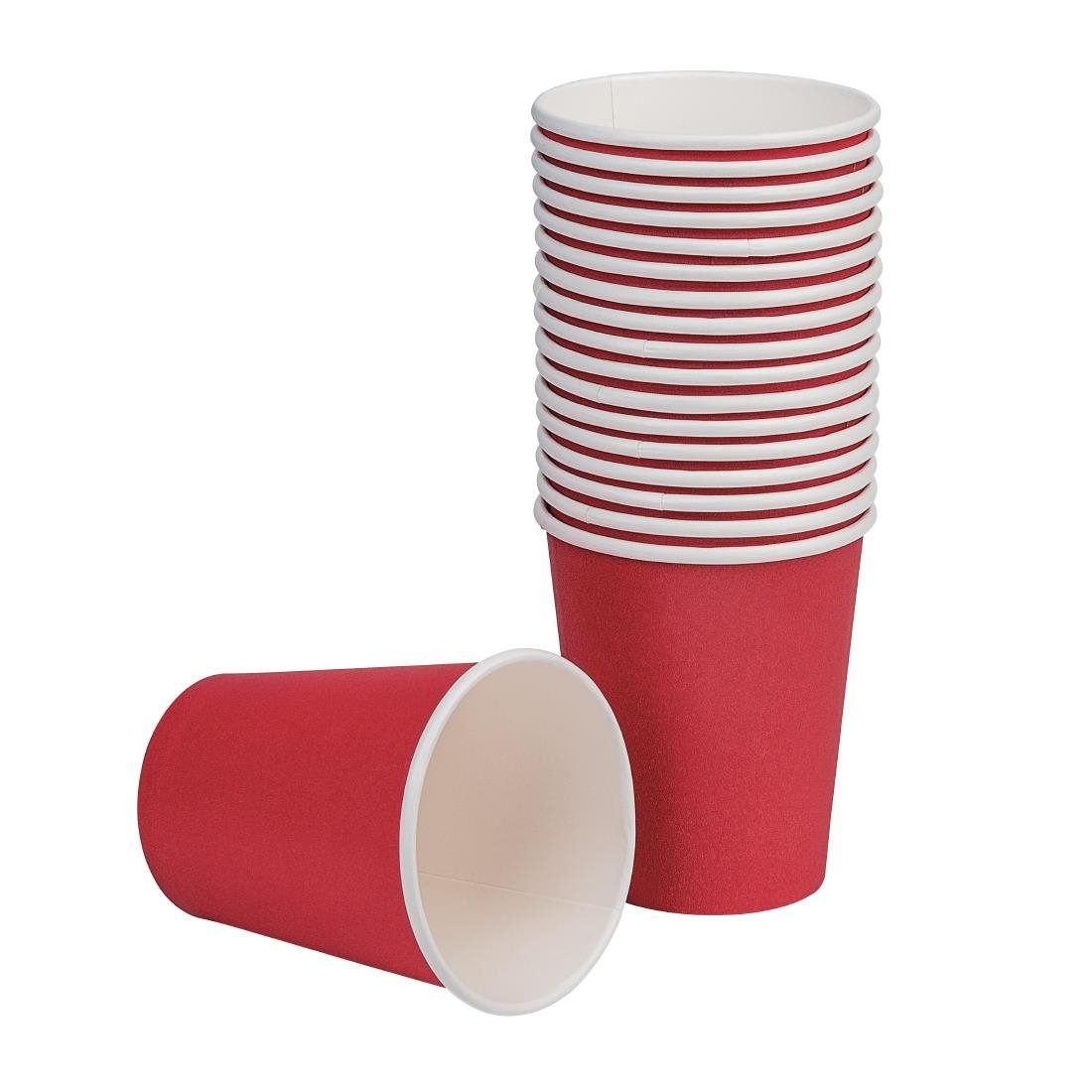 Fiesta Recyclable Takeaway Coffee Cups Single Wall Red 225ml (Pack of 50) • PAS-GP406