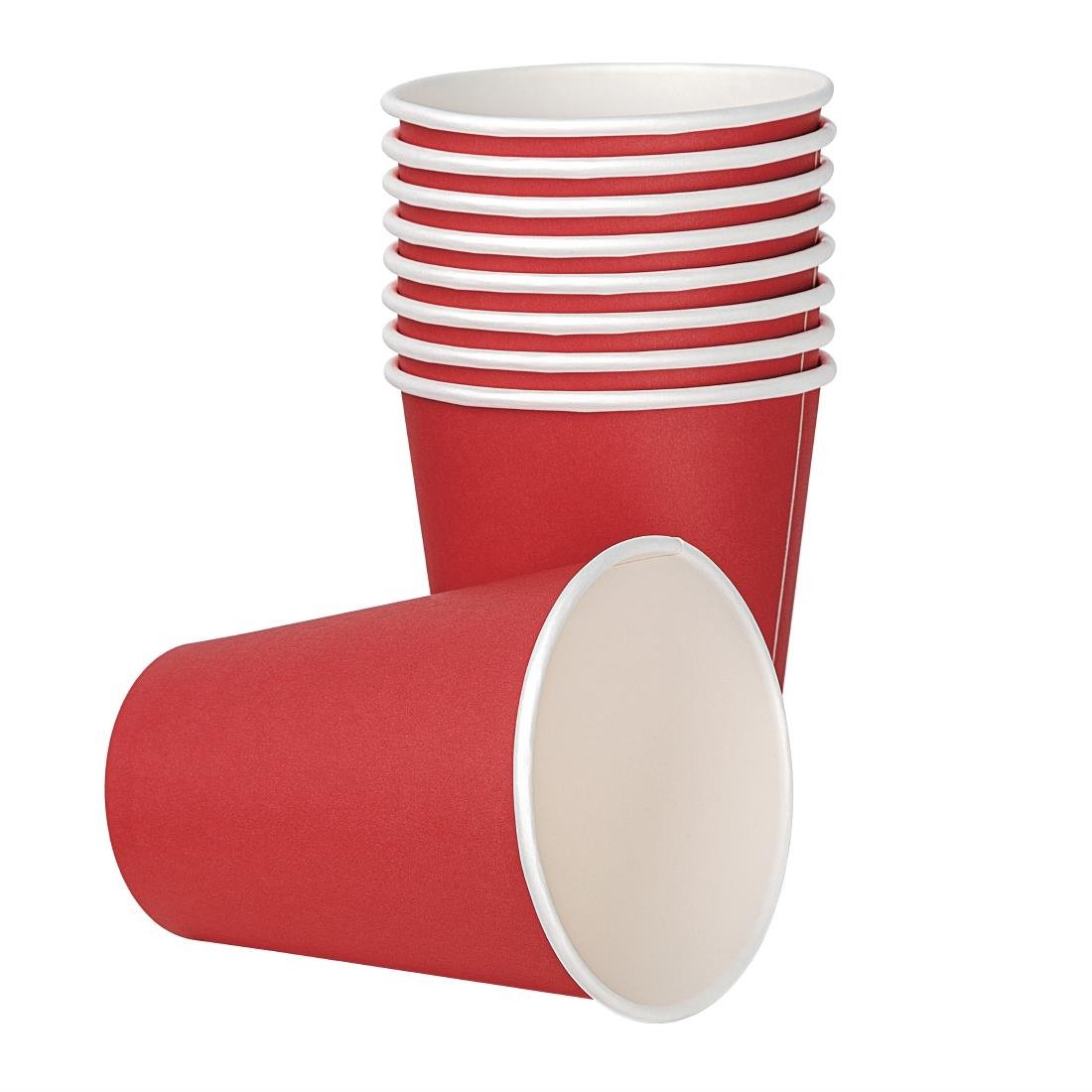 Fiesta Recyclable Takeaway Coffee Cups Single Wall Red 340ml (Pack of 50) • PAS-GP407