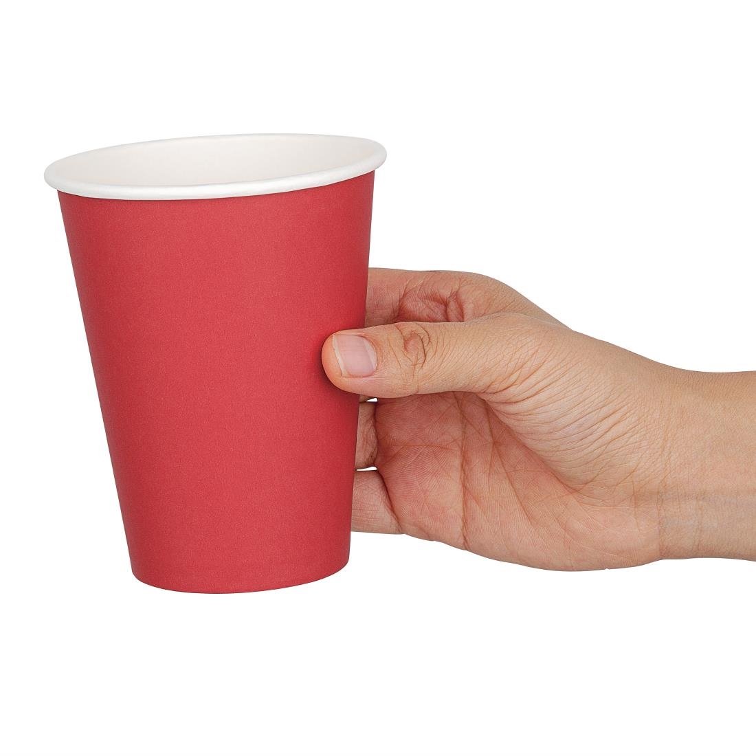 Fiesta Recyclable Takeaway Coffee Cups Single Wall Red 340ml (Pack of 50) • PAS-GP407