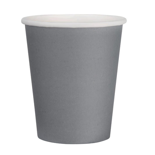 Fiesta Recyclable Takeaway Coffee Cups Single Wall Charcoal 225ml (Pack of 1000) • PAS-GP415